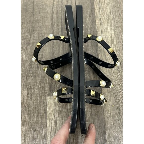 Steve Madden Jellah sandals size 7 Black Rhinestone Pearl Studded Jelly Slide - Picture 4 of 9